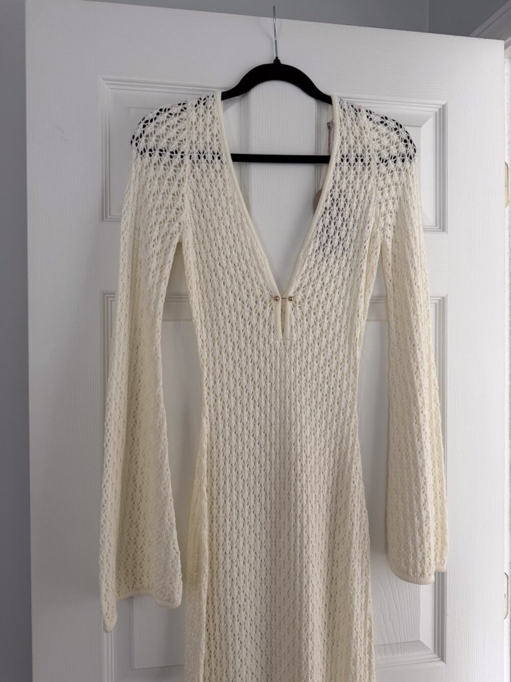 MESHKI Hayden Ivory Crochet Plunge Maxi Dress - Picture 3 of 4